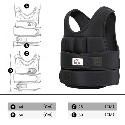 Adjustable 20 KG Weight Vest, Removable Weights, Black
