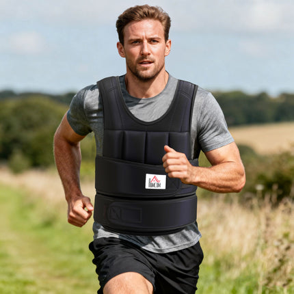 Adjustable 20 KG Weight Vest, Removable Weights, Black
