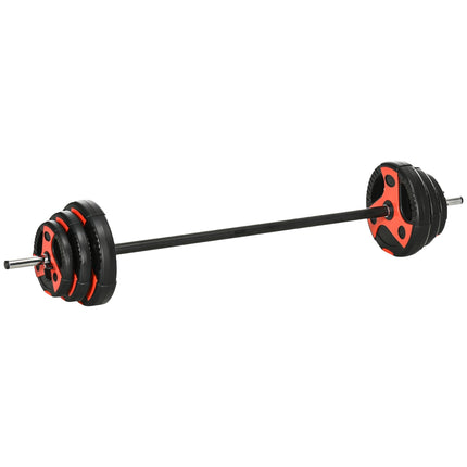 Adjustable 20 kg barbell set with non-slip handle, floor safe