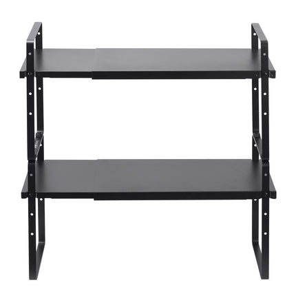 Adjustable 2-Tier Expandable Cabinet Shelf Organizer, Black