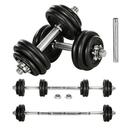 Adjustable 30 kg dumbbell set with 12 weight plates