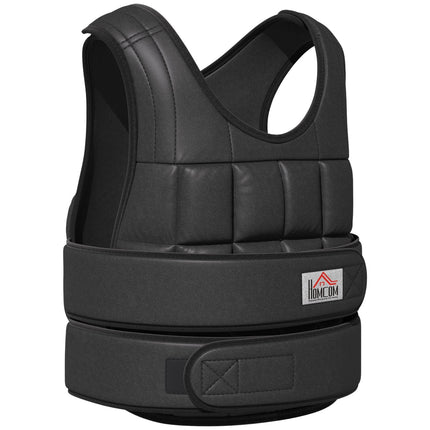 Adjustable 30 kg weight vest for strength training, black