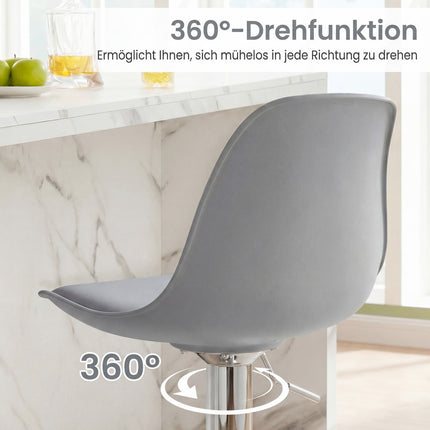 Adjustable 360 Swivel Bar Stools, Set of 2, Gray