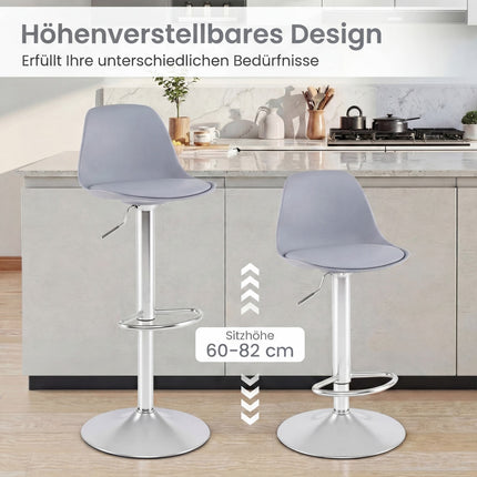 Adjustable 360 Swivel Bar Stools, Set of 2, Gray