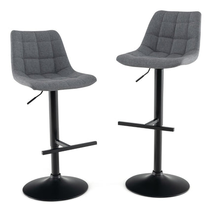Adjustable 360 Swivel Bar Stools Set of 2, Grey