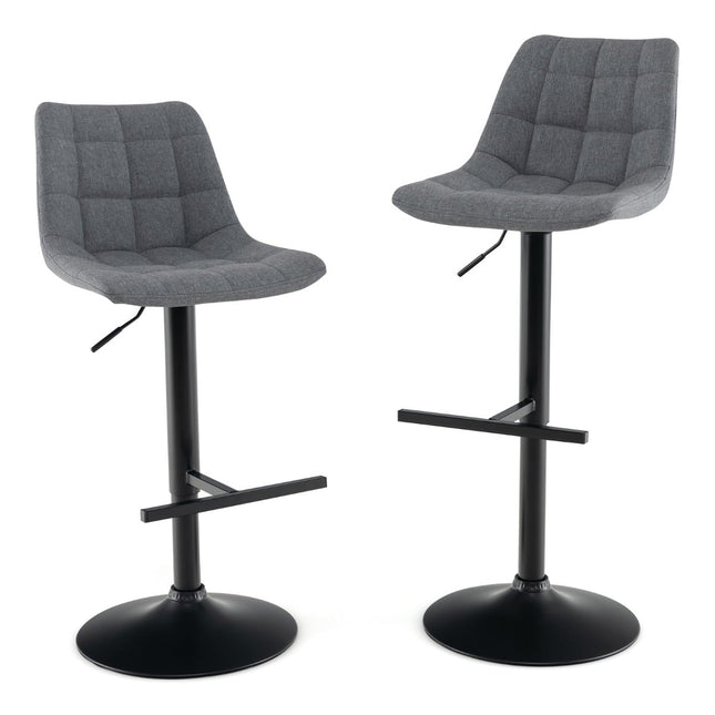 Adjustable 360 Swivel Bar Stools Set of 2, Grey