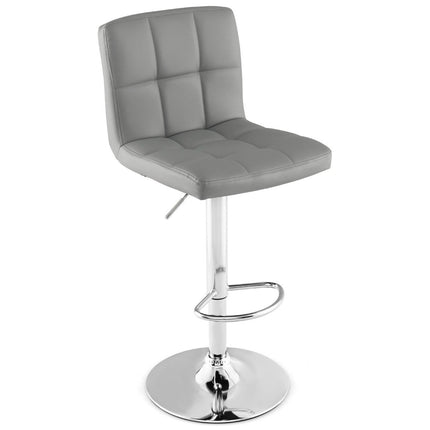Adjustable 360° Swivel Faux Leather Bar Stool, Grey