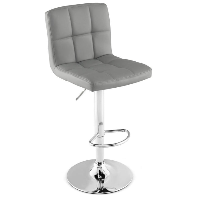 Adjustable 360° Swivel Faux Leather Bar Stool, Grey