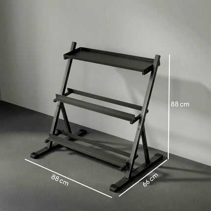 Adjustable 3-Tier Dumbbell Rack, 200kg Capacity, Non-Slip