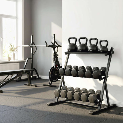 Adjustable 3-Tier Dumbbell Rack, 200kg Capacity, Non-Slip