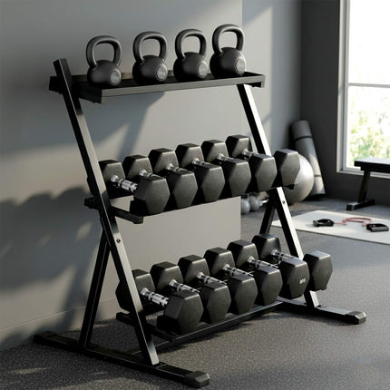 Adjustable 3-Tier Dumbbell Rack, 200kg Capacity, Non-Slip