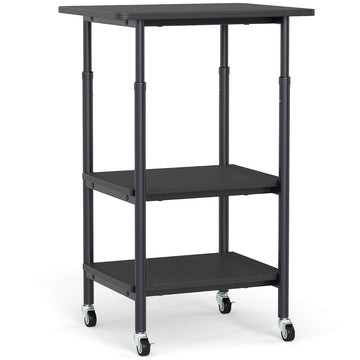 Adjustable 3-Tier Printer Stand with Shelves & Wheels