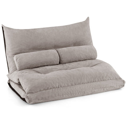 Adjustable 3-in-1 Floor Sofa Bed with Cushions, Grey