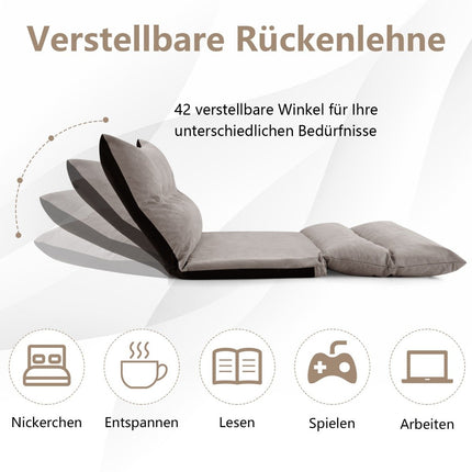 Adjustable 3-in-1 Floor Sofa Bed with Cushions, Grey