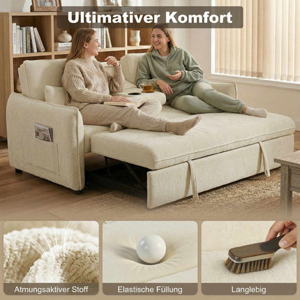 Adjustable 3-in-1 Sofa Bed with Cup Holders and Pockets