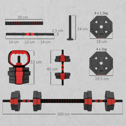 Adjustable 4-in-1 Dumbbell Set, 15 KG for Home Workouts