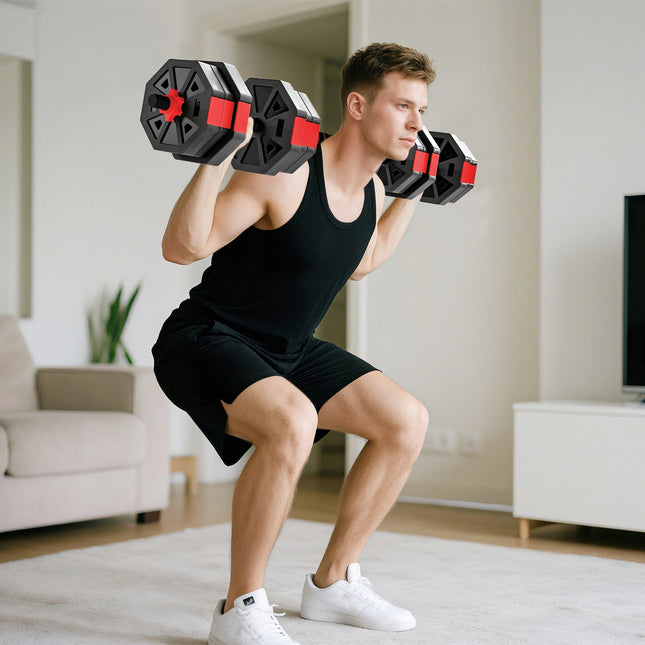 Adjustable 4-in-1 Dumbbell Set – 20KG for Home Workouts