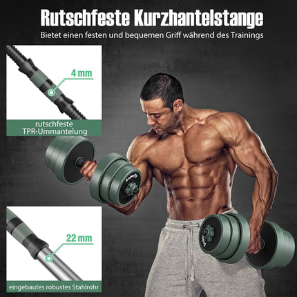 Adjustable 4-in-1 Dumbbell Set, 20kg with Kettlebell & Barbell