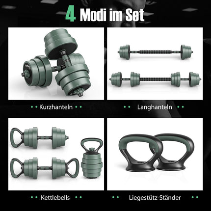 Adjustable 4-in-1 Dumbbell Set, 20kg with Kettlebell & Barbell