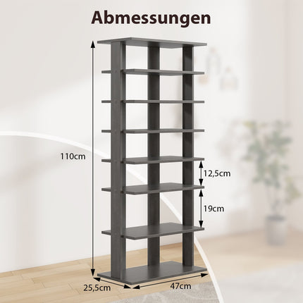 Adjustable 7-Tier Shoe Rack, Space-Saving, Grey