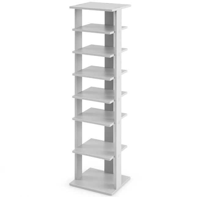 Adjustable 8-Tier Wooden Shoe Rack, Space-Saving, Grey
