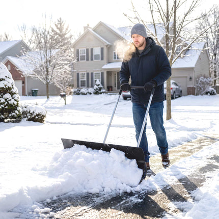 Adjustable 95 cm Wide Aluminum Snow Shovel with Wheels