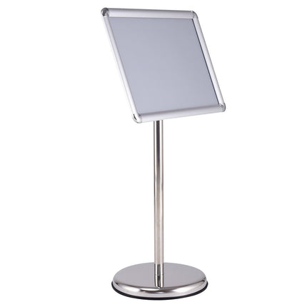 Adjustable A3 Poster Stand – Rotating, Silver Display