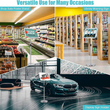 Adjustable A3 Poster Stand – Rotating, Silver Display
