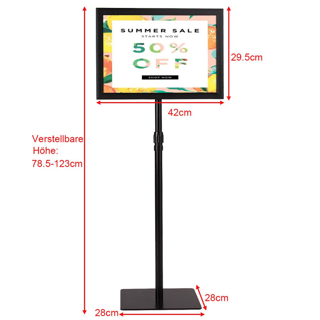 Adjustable A3 Poster Stand Set, Black, 2-Pack