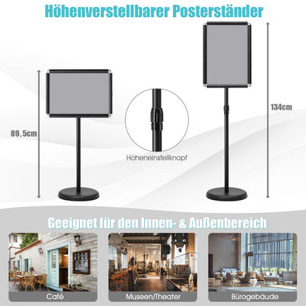 Adjustable A3 Poster Stand Set, Rotatable, Black
