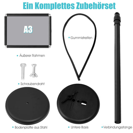 Adjustable A3 Poster Stand Set, Rotatable, Black