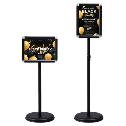 Adjustable A4 Menu Display Stands, Set of 2, Stainless Steel Base
