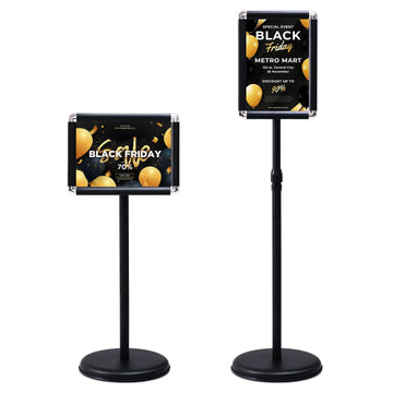 Adjustable A4 Menu Display Stands, Set of 2, Stainless Steel Base
