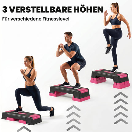Adjustable Aerobic Step Platform, 3 Heights, Black/Pink