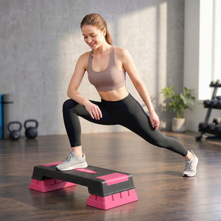 Adjustable Aerobic Step Platform, 3 Heights, Black/Pink