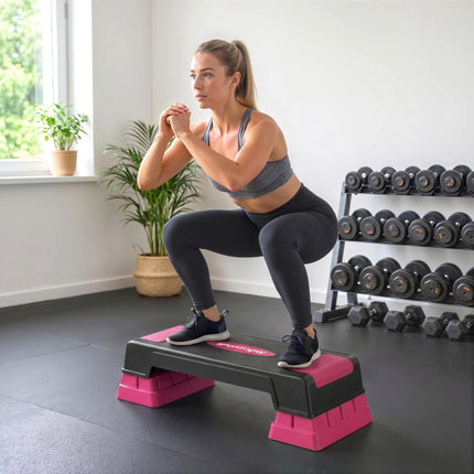 Adjustable Aerobic Step Platform, 3 Heights, Black/Pink