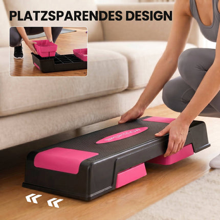 Adjustable Aerobic Step Platform, 3 Heights, Black/Pink