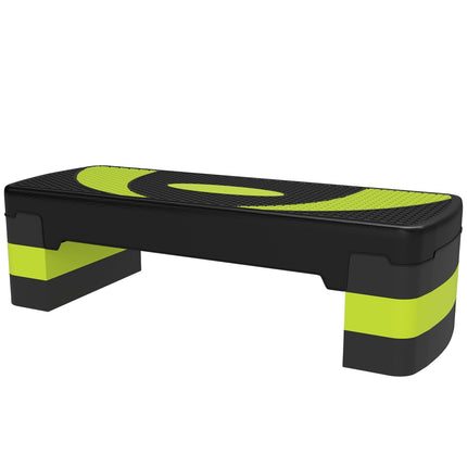 Opstapplank aerobic stepper in hoogte verstelbaar met 3 niveaus (10/15/20 cm) fitness hometrainer voor binnen buiten draagvermogen tot 150 kg groen