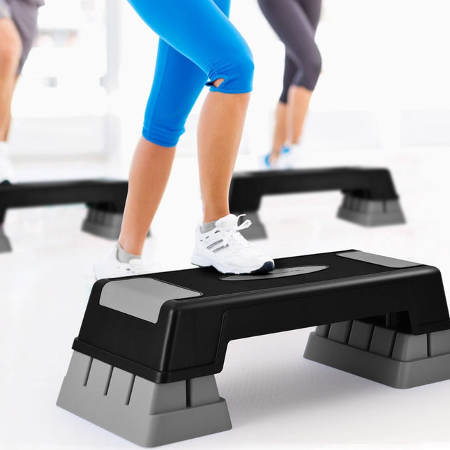Adjustable Aerobic Stepper, 3 Heights, Non-Slip, Grey