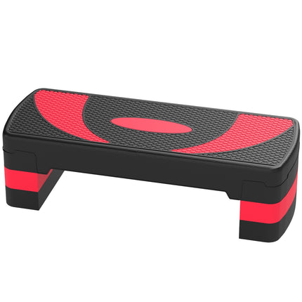 Opstapplank aerobic stepper in hoogte verstelbaar met 3 niveaus (10/15/20 cm) fitness hometrainer voor binnen buiten draagvermogen tot 150 kg rood