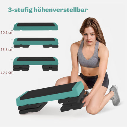 Adjustable Aerobic Stepper with Non-Slip Surface, Green