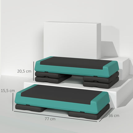 Adjustable Aerobic Stepper with Non-Slip Surface, Green