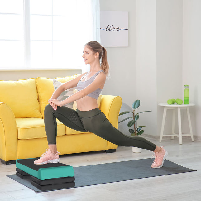 Adjustable Aerobic Stepper with Non-Slip Surface, Green