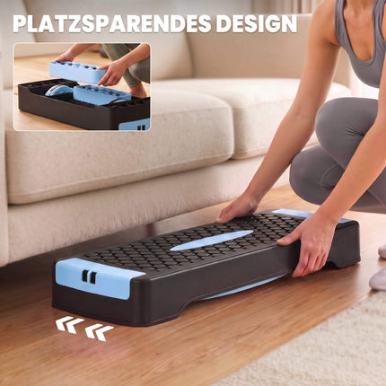 Adjustable Aerobic Stepper with Resistance Bands, Blue