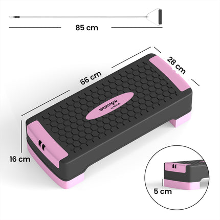 Adjustable Aerobic Stepper with Resistance Bands, Pink