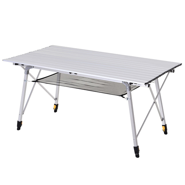 Adjustable Aluminum Folding Picnic Table with Carry Bag, 120x69 cm