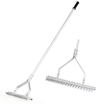 Adjustable Aluminum Garden Rake, 50x178 cm, 19 Tines