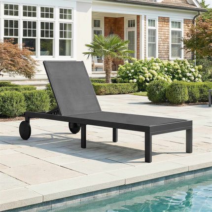 Adjustable Aluminum Sun Lounger with Wheels, Breathable Fabric