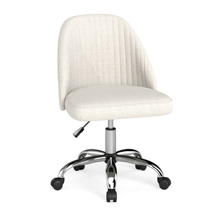 Adjustable Armless Office Chair – Beige, 360 Swivel