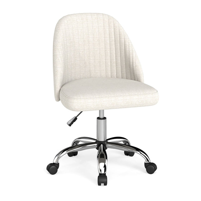 Adjustable Armless Office Chair – Beige, 360 Swivel